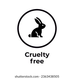 Animal cruelty free icon. Not tested on animals with rabbit silhouette label. Vector illustration.