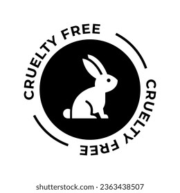 Animal cruelty free icon. Not tested on animals with rabbit silhouette symbol. Vector illustration.