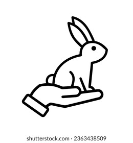 Animal cruelty free line icon. Not tested on animals with rabbit silhouette symbol. Vector illustration.