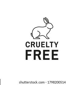 Animal cruelty free sign concept with rabbit icon for vegan cosmetics packaging design. Vector illustration isolated on white background
