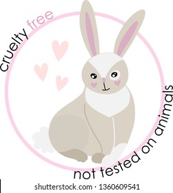 Animal cruelty free symbol. Not tested on animals. No animal testing. Go vegan. Can be used as sticker, logo, stamp, icon