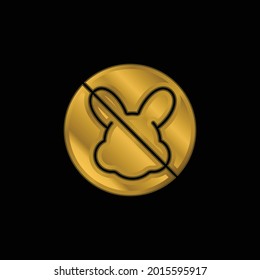 Animal Cruelty gold plated metalic icon or logo vector