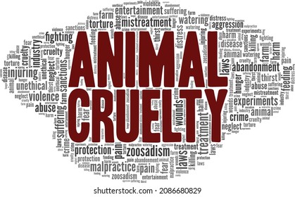 Animal Cruelty vector illustration word cloud isolated on white background.