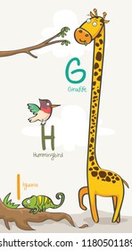 Animal cute with aphabet GHI vector design