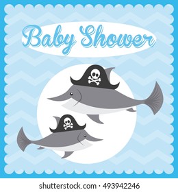 animal cute baby shower invitation vector illustration design