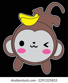 animal Cute brown monkey with banana 