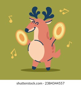 Animal cute character musician music instrument musical orchestra concept. Vector flat graphic design illustration