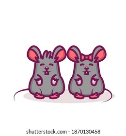 Animal cute couple valentine concept