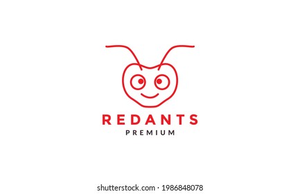 animal cute head insect red ant logo symbol icon vector graphic design illustration