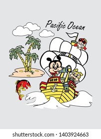 animal cute pacific ocean design  print