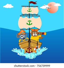 Animal cute sailor cartoon