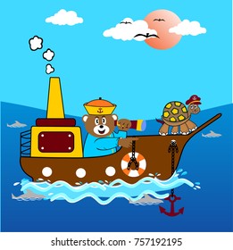Animal  cute sailor cartoon
