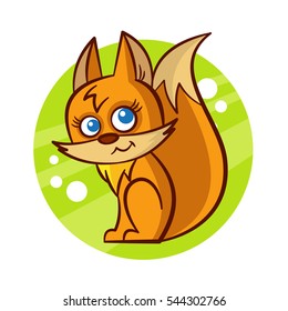 Animal Cute Squirrel Sticker Vector Illustration