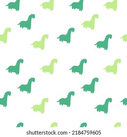 Animal cute vector seamless pattern with green dinosaurs. Print for nursery, wrapping paper, clothing, notebooks