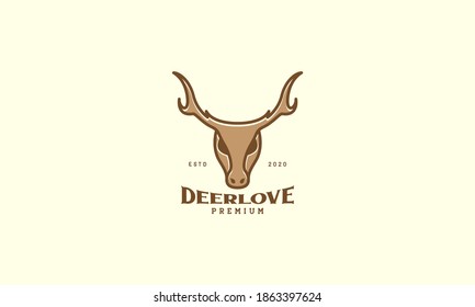 animal deer head bone simple vintage logo vector icon illustration design