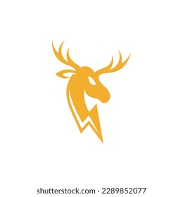 Animal deer head thunderbolt simple logo