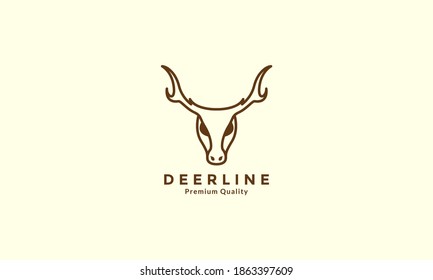 animal deer line head bone simple vintage logo vector icon illustration design