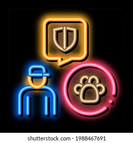 animal defender protector neon light sign vector. Glowing bright icon animal defender protector sign. transparent symbol illustration