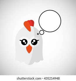 Animal design. chicken icon. Isolated illustration, white backgr