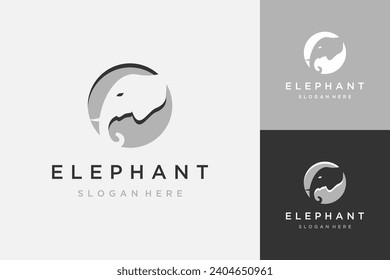 animal design logo or elephant head with a circle