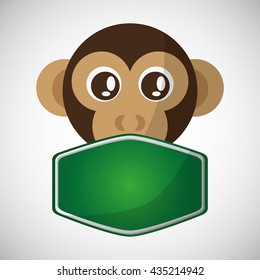 Animal design. monkey icon. Isolated illustration, white backgro