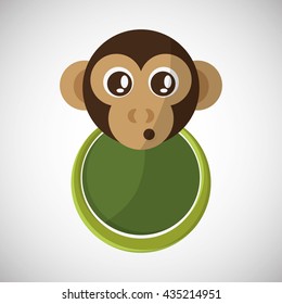 Animal design. monkey icon. Isolated illustration, white backgro