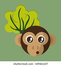 Animal design. monkey icon. Isolated illustration, white backgro