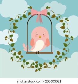 Animal design over cloudscape background, vector illustration