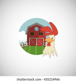 Animal design. rooster icon. Isolated illustration, white backgr
