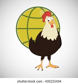 Animal design. rooster icon. Isolated illustration, white backgr