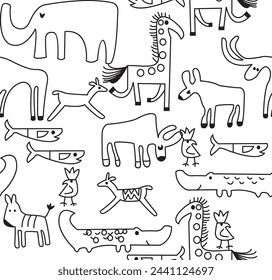 Animal Design vector allover for kids Boys or Girls T-shirts, shorts, Capri, Bermuda's.