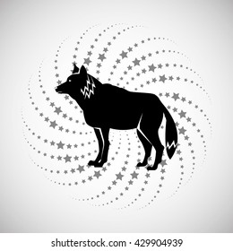 Animal design. wolf icon. Silhouette illustration , vector