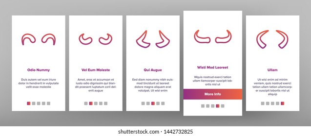 Animal, Devil Horns Vector Onboarding Mobile App Page Screen. Bull, Goat, Moose, Wild Mammals Horns Outline Symbols Pack. Carnival Costume Accessories. Reindeer Antlers Illustrations