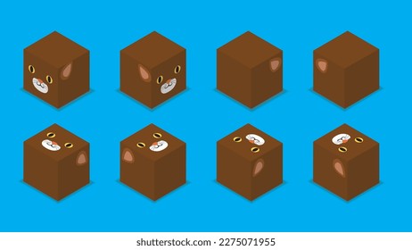 Animal Dice 3D Character Animal Abyssinian Cat Cartoon Vector