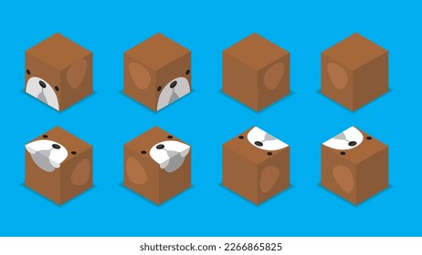 Animal Dice 3D Character Animal Bulldog Dog Cartoon Vector
