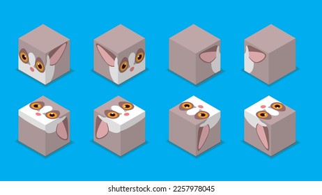 Animal Dice 3D Character Animal Bush Baby Cartoon Vector