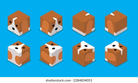 Animal Dice 3D Character Animal Dog Basset Hound Cartoon Vector