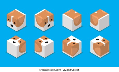 Animal Dice 3D Character Animal Dog Harrier Cartoon Vector