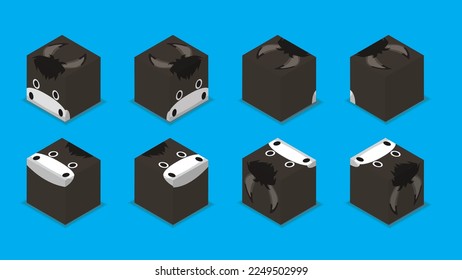 Vector de dibujos animados en burro de los dados de los animales 3D