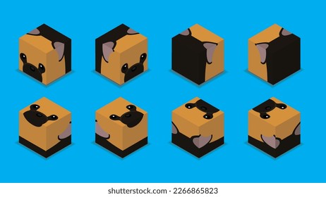 Animal Dice 3D Character Animal German Shepherd Dog Cartoon Vector