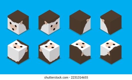 Tier Dice 3D-Zeichen Tier Hedgehog Cartoon Vektor