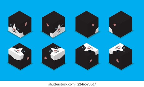 Carácter 3D Animal Dice Gato Gato Vector de dibujos animados