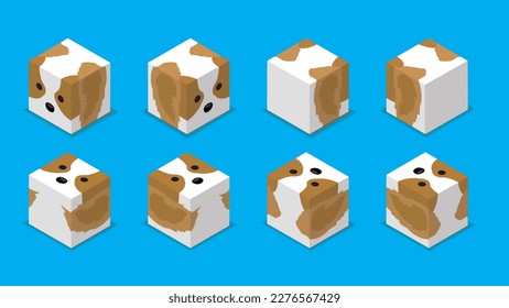 Animal Dice 3D Character Animal Papillon Dog Cartoon Vector