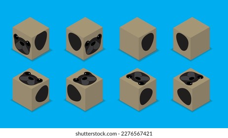 Animal Dice 3D Character Animal Pug Dog Cartoon Vector