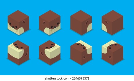 Animal Dice 3D Character Weasel Cute Cartoon Vector