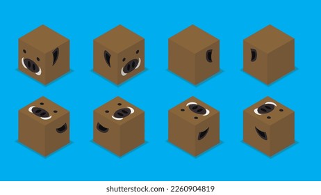 Animal Dice 3D Character Animal Wild Boar Cartoon Vector