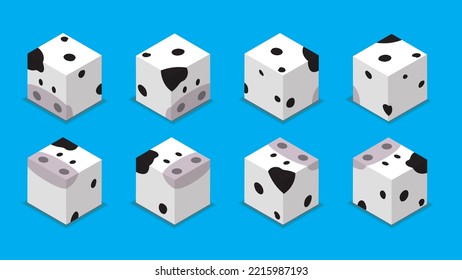 Animal Dice 3D Characters Animal Cow Cartoon Vector