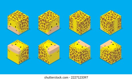 Animal Dice 3D Characters Animal Giraffe Cartoon Vector
