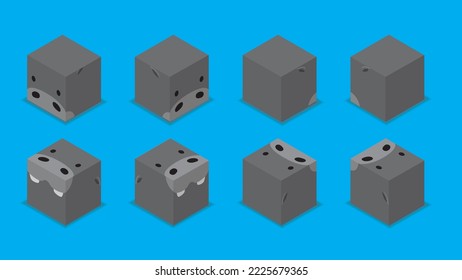 Animal Dice 3D Characters Animal Hippopotamus Cartoon Vector