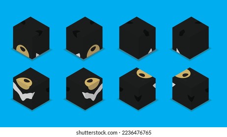 Animal Dice 3D Characters Animal Moon Bear Cartoon Vector